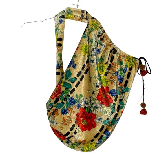 Johnny Was OS Multi Color Butterfly Velvet Velour Drawstring Bag Sling - Picture 1 of 7